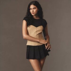Anthropologie Structured Twofer Coset Top XS Black Tan